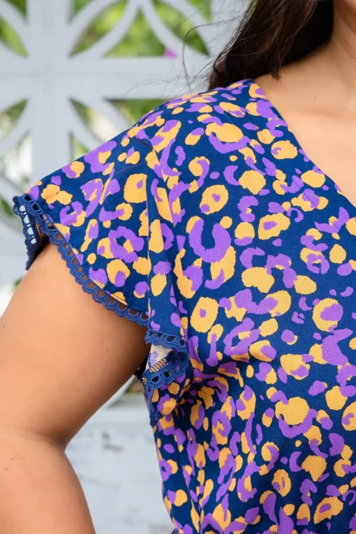 Naomi Maxi Dress in Purple Leopard