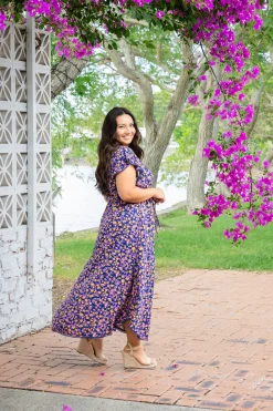 Naomi Maxi Dress in Purple Leopard