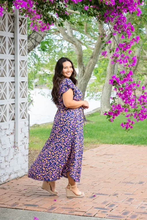 Naomi Maxi Dress in Purple Leopard
