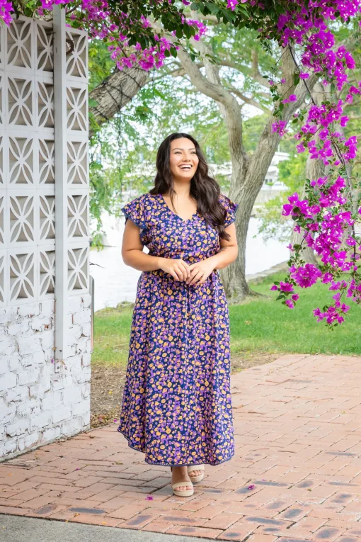 Naomi Maxi Dress in Purple Leopard