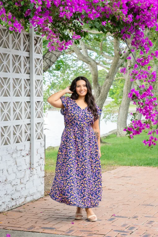 Naomi Maxi Dress in Purple Leopard