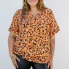 Natalie Frill Top in Brown Fleck
