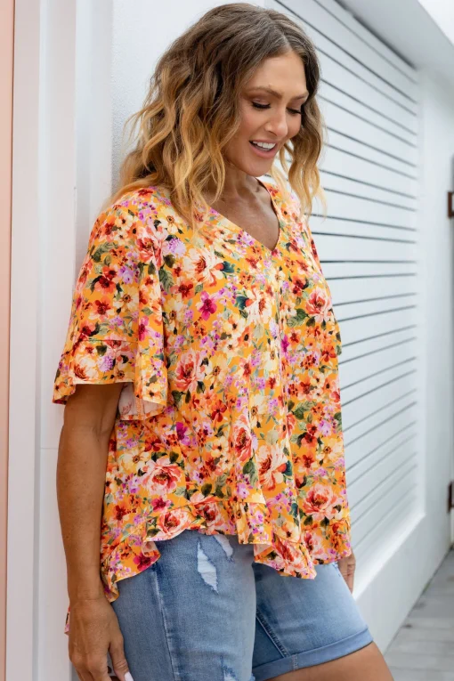Natalie Top in Sunshine Floral
