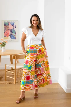 Noah Linen Blend Cropped Pants in Summer Crush