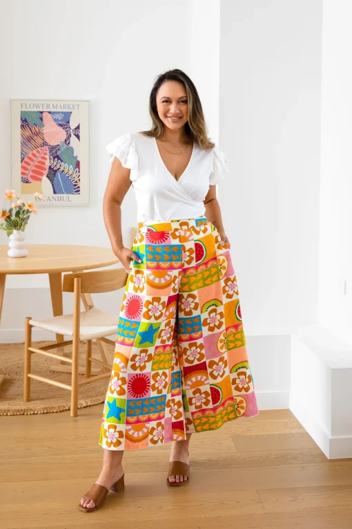 Noah Linen Blend Cropped Pants in Summer Crush