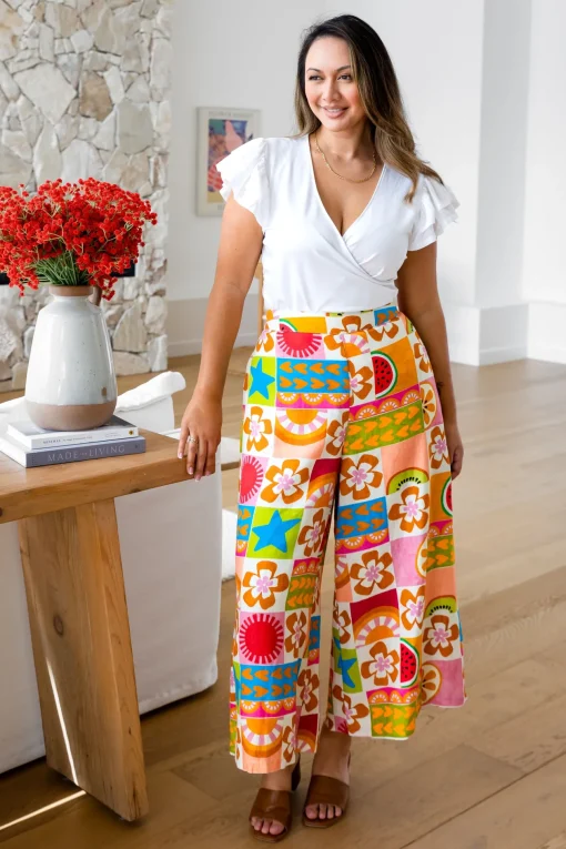 Noah Linen Blend Cropped Pants in Summer Crush