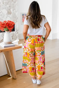 Noah Linen Blend Cropped Pants in Summer Crush