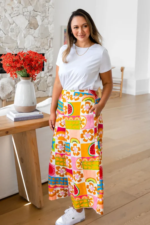 Noah Linen Blend Cropped Pants in Summer Crush