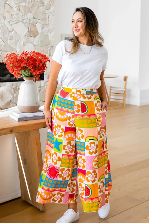 Noah Linen Blend Cropped Pants in Summer Crush