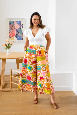 Noah Linen Blend Cropped Pants in Summer Crush