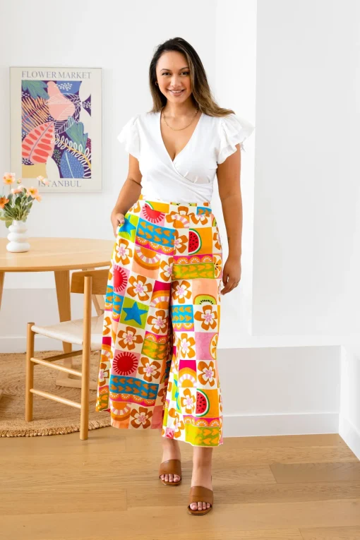 Noah Linen Blend Cropped Pants in Summer Crush