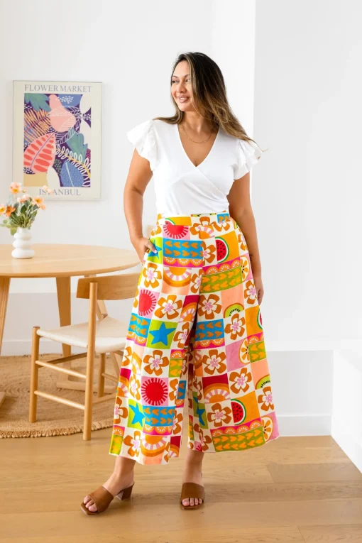 Noah Linen Blend Cropped Pants in Summer Crush