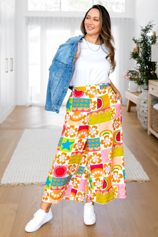 Noah Linen Blend Cropped Pants in Summer Crush