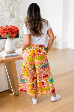 Noah Linen Blend Cropped Pants in Summer Crush