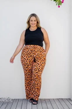 Nora Tassel Tie Pants in Brown Fleck