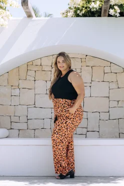 Nora Tassel Tie Pants in Brown Fleck