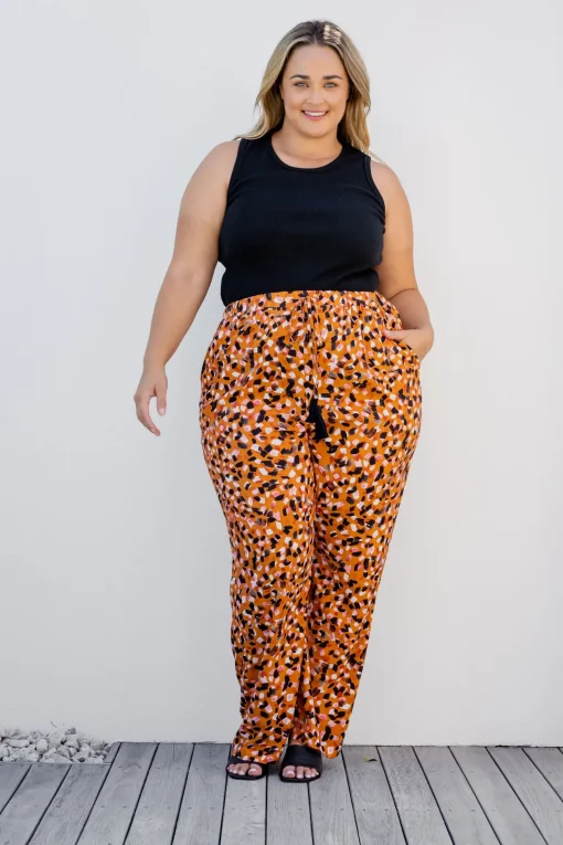 Nora Tassel Tie Pants in Brown Fleck