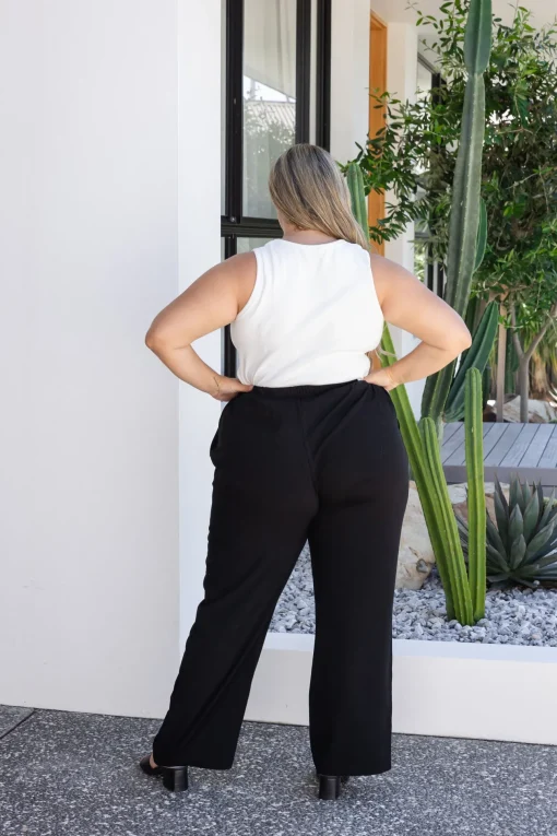 Nora Tassel Tie Pants in Black