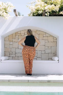 Nora Tassel Tie Pants in Brown Fleck