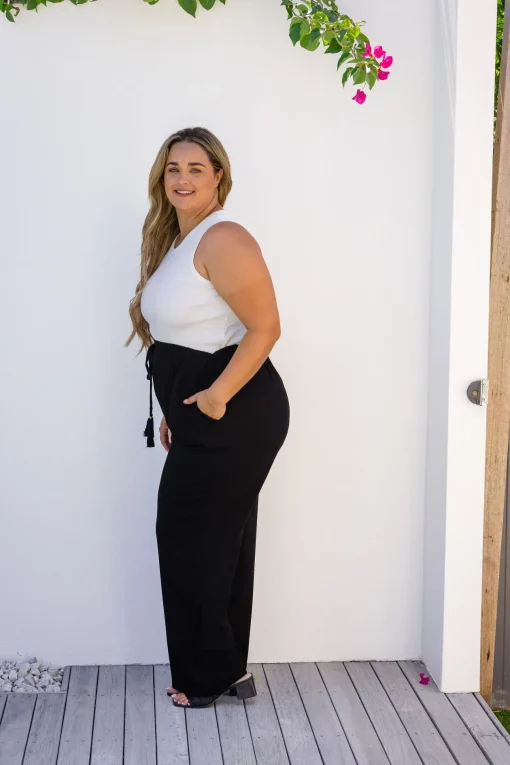 Nora Tassel Tie Pants in Black