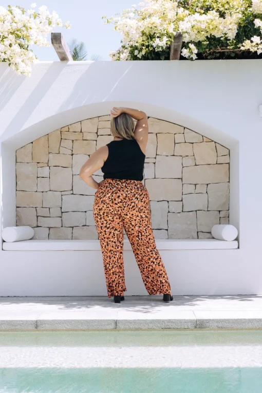 Nora Tassel Tie Pants in Brown Fleck
