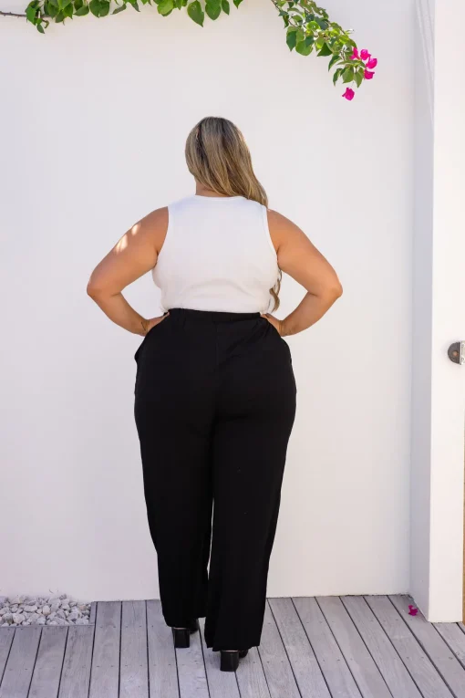 Nora Tassel Tie Pants in Black