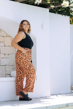 Nora Tassel Tie Pants in Brown Fleck
