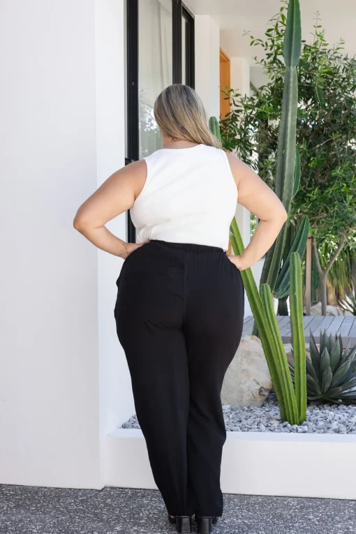 Nora Tassel Tie Pants in Black