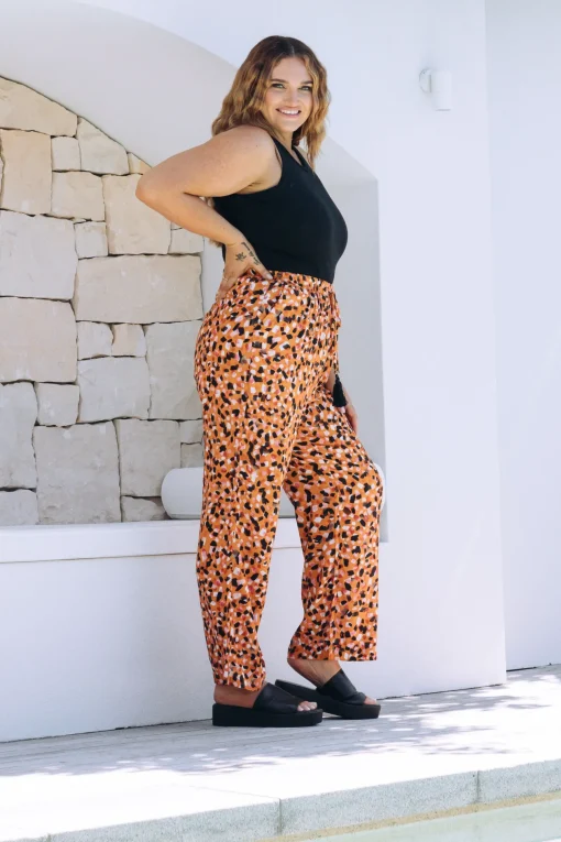 Nora Tassel Tie Pants in Brown Fleck