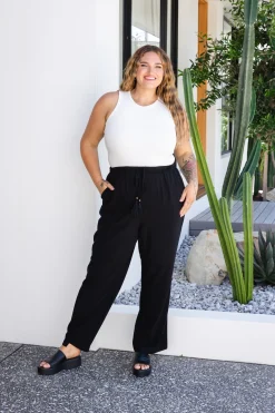 Nora Tassel Tie Pants in Black