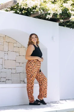Nora Tassel Tie Pants in Brown Fleck