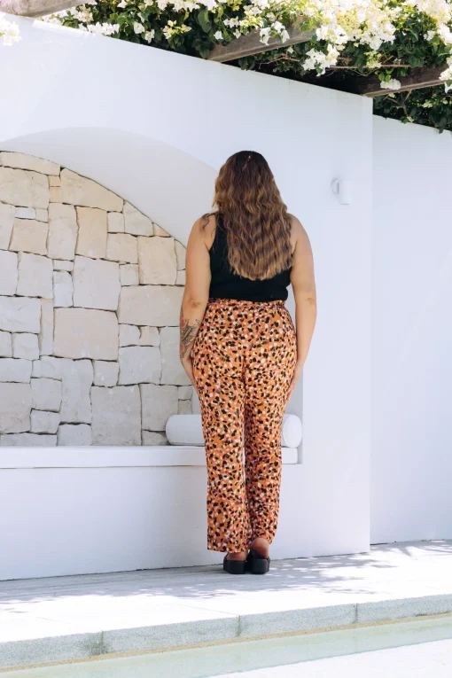 Nora Tassel Tie Pants in Brown Fleck