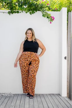 Nora Tassel Tie Pants in Brown Fleck