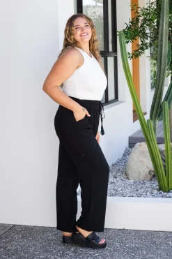 Nora Tassel Tie Pants in Black