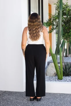 Nora Tassel Tie Pants in Black