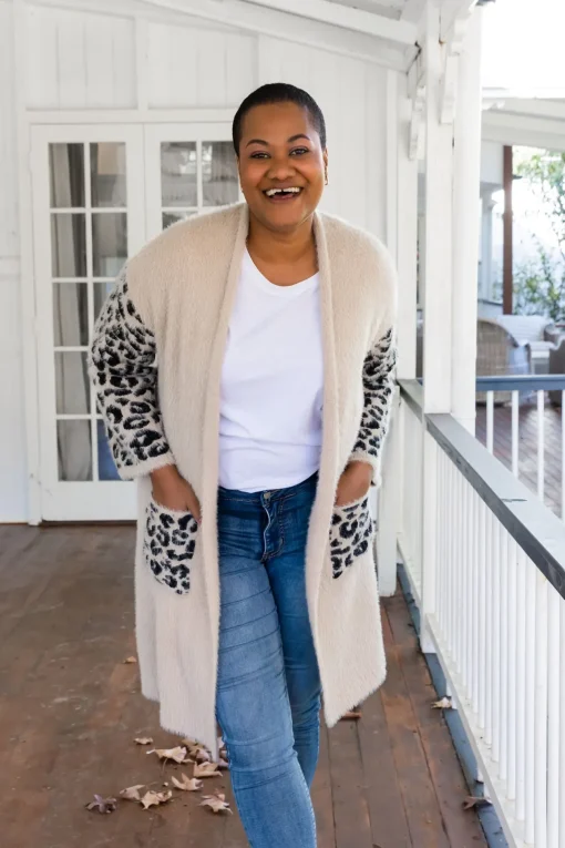 Oakland Leopard Cardigan in Beige