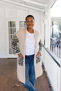 Oakland Leopard Cardigan in Beige