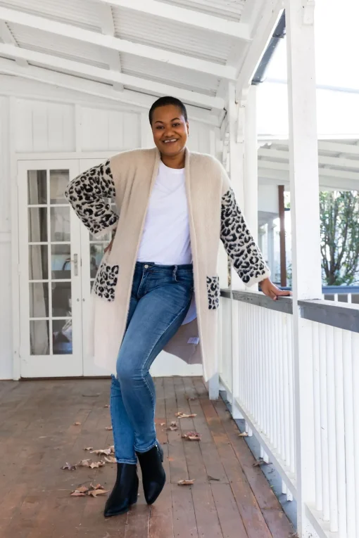 Oakland Leopard Cardigan in Beige