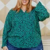 Olivia Green & Black Spot Top