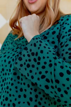 Olivia Green & Black Spot Top