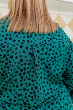 Olivia Green & Black Spot Top