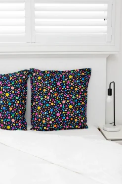 One Sleep Bright Black Pebble Euro Pillowcase by Kasey Rainbow