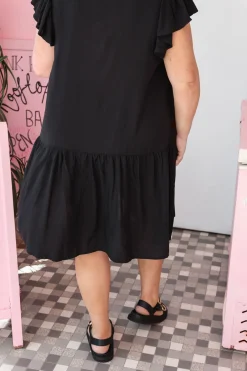 Peak Frill Party Dress in Black