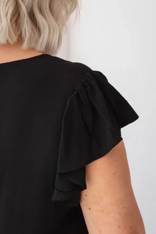 Peak Frill Party Dress in Black