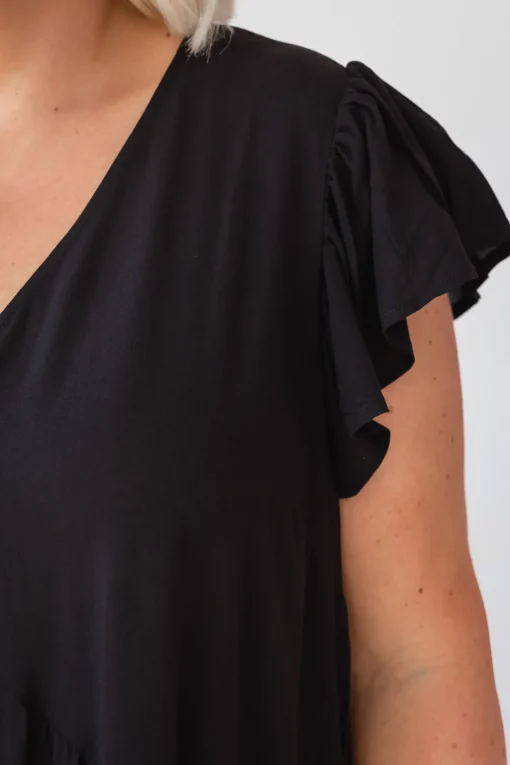 Peak Frill Party Dress in Black
