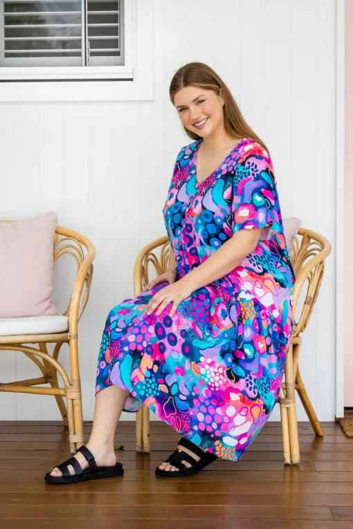Peak Midi Dress in Midnight Safari by Kasey Rainbow