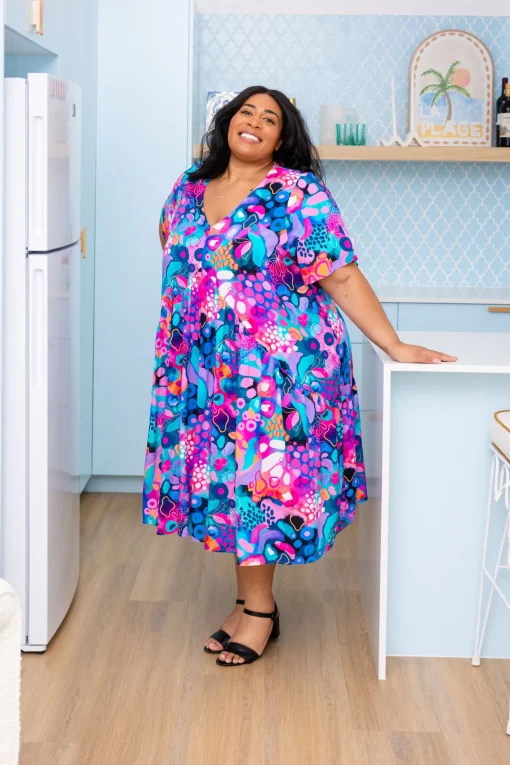 Peak Midi Dress in Midnight Safari by Kasey Rainbow