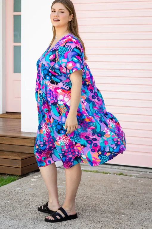 Peak Midi Dress in Midnight Safari by Kasey Rainbow