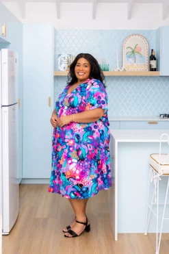 Peak Midi Dress in Midnight Safari by Kasey Rainbow