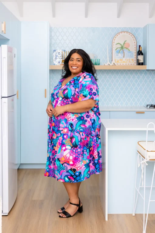 Peak Midi Dress in Midnight Safari by Kasey Rainbow